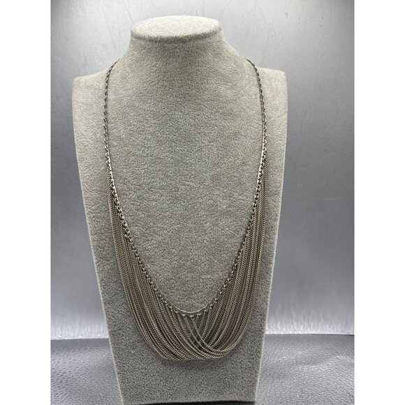 Intimate Silver-Tone Multi-Strand Draped Chain Necklace For Women Feminine - Picture 1 of 12